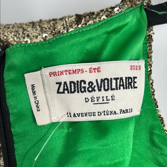 ZADIG & VOLTAIRE Gold Roysee Sequin Mini Dress | XS - Picture 8 of 11